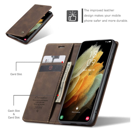 For Samsung Galaxy S21 Ultra 5G CaseMe 013 Multifunctional Horizontal Flip Leather Case with Holder & Card Slot & Wallet(Coffee)-garmade.com