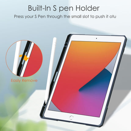 For iPad 10.2 2021 / 2020 / 2019 Transparent Acrylic + TPU Back Cover Horizontal Flip Leather Case with 3-folding Holder & Pen Holder & Sleep / Wake-up Function(Blue)-garmade.com