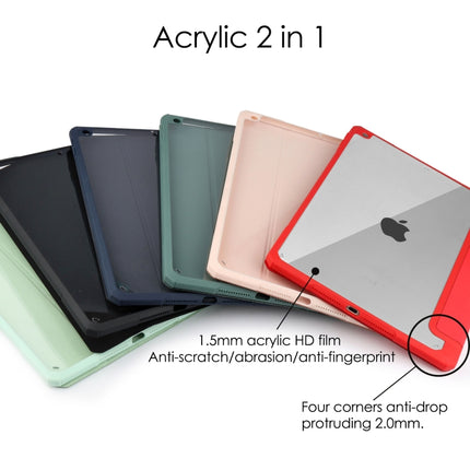 For iPad 10.2 2021 / 2020 / 2019 Transparent Acrylic + TPU Back Cover Horizontal Flip Leather Case with 3-folding Holder & Pen Holder & Sleep / Wake-up Function(Black)-garmade.com