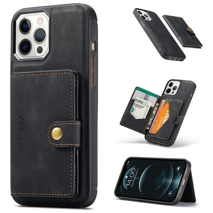 JEEHOOD Retro Magnetic Detachable Protective Case with Wallet & Card Slot & Holder For iPhone 12 / 12 Pro(Black)-garmade.com