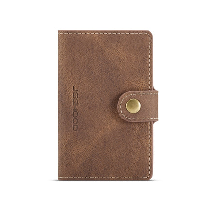 JEEHOOD Retro Magnetic Detachable Protective Case with Wallet & Card Slot & Holder For iPhone 12 / 12 Pro(Brown)-garmade.com