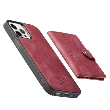 JEEHOOD Retro Magnetic Detachable Protective Case with Wallet & Card Slot & Holder For iPhone 12 / 12 Pro(Red)-garmade.com