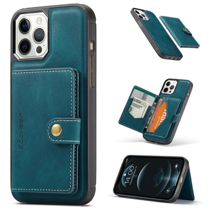 JEEHOOD Retro Magnetic Detachable Protective Case with Wallet & Card Slot & Holder For iPhone 12 / 12 Pro(Blue)-garmade.com