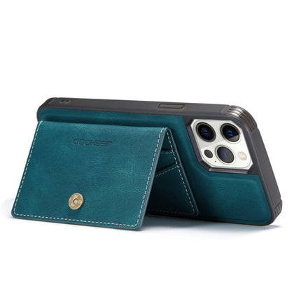 JEEHOOD Retro Magnetic Detachable Protective Case with Wallet & Card Slot & Holder For iPhone 12 / 12 Pro(Blue)-garmade.com