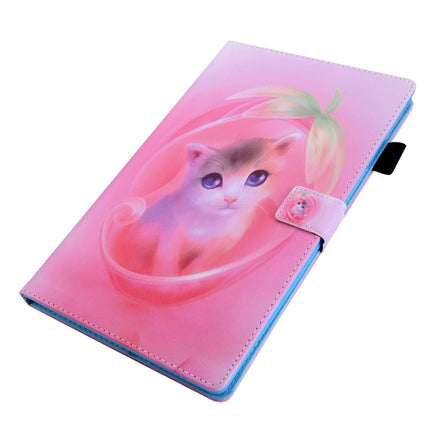 For Galaxy Tab S5e 10.5 T720 / T725 Colored Drawing Horizontal Flip PU Leather Case with Holder & Card Slots(Pink Cat)-garmade.com
