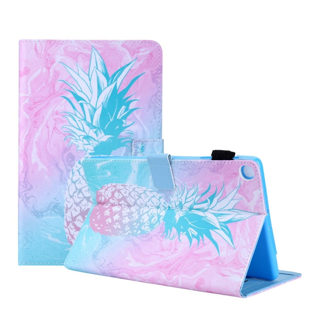 For Galaxy Tab S5e 10.5 T720 / T725 Colored Drawing Horizontal Flip PU Leather Case with Holder & Card Slots(Blue Pineapple)-garmade.com