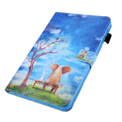 For Galaxy Tab S5e 10.5 T720 / T725 Colored Drawing Horizontal Flip PU Leather Case with Holder & Card Slots(Elephant Rabbit)-garmade.com