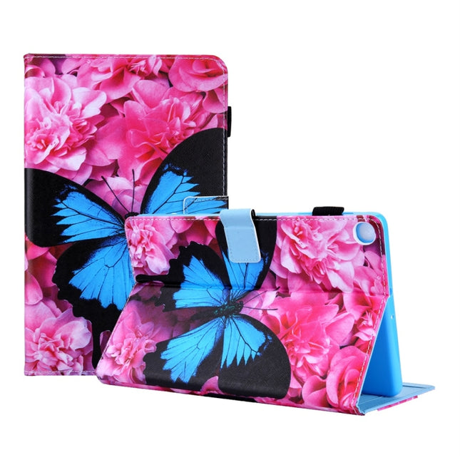 For Galaxy Tab S5e 10.5 T720 / T725 Colored Drawing Horizontal Flip PU Leather Case with Holder & Card Slots(Blue Butterfly)-garmade.com