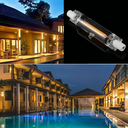 R7S 110V 3W 78mm COB LED Bulb Glass Tube Replacement Halogen Lamp Spot Light(3000K Warm Light)-garmade.com