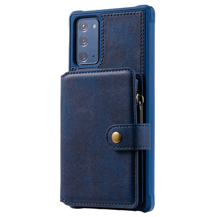 Zipper Shockproof Protective Case with Card Slots & Bracket & Photo Holder & Wallet Function For Samsung Galaxy Note20(Blue)-garmade.com