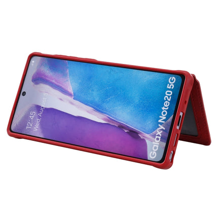 Zipper Shockproof Protective Case with Card Slots & Bracket & Photo Holder & Wallet Function For Samsung Galaxy Note20(Red)-garmade.com