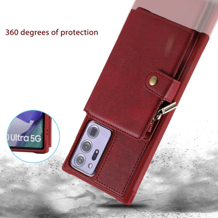 Zipper Shockproof Protective Case with Card Slots & Bracket & Photo Holder & Wallet Function For Samsung Galaxy Note20 Ultra(Coffee)-garmade.com