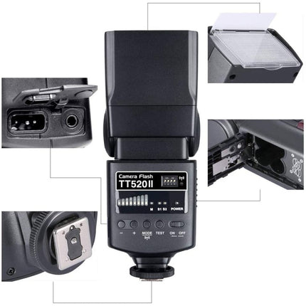 Godox TT520II 433MHZ Wireless 1/300s-1/2000s HSS Flash Speedlite Camera Top Fill Light for Canon / Nikon DSLR Cameras(Black)-garmade.com