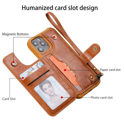 Shockproof Horizontal Flip Protective Case with Holder & Card Slots & Wallet & Photo Frame & Short Lanyard (Coffee)-garmade.com