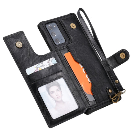 Shockproof Horizontal Flip Protective Case with Holder & Card Slots & Wallet & Photo Frame & Short Lanyard For Samsung Galaxy Note20(Black)-garmade.com