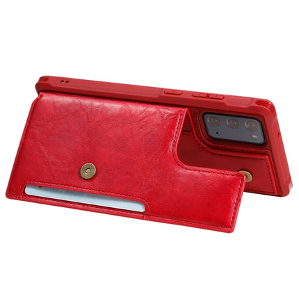 Shockproof Horizontal Flip Protective Case with Holder & Card Slots & Wallet & Photo Frame & Short Lanyard For Samsung Galaxy Note20(Red)-garmade.com