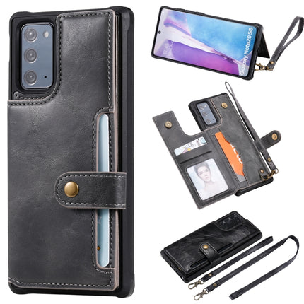 Shockproof Horizontal Flip Protective Case with Holder & Card Slots & Wallet & Photo Frame & Short Lanyard For Samsung Galaxy Note20(Grey)-garmade.com