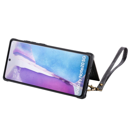 Shockproof Horizontal Flip Protective Case with Holder & Card Slots & Wallet & Photo Frame & Short Lanyard For Samsung Galaxy Note20(Grey)-garmade.com