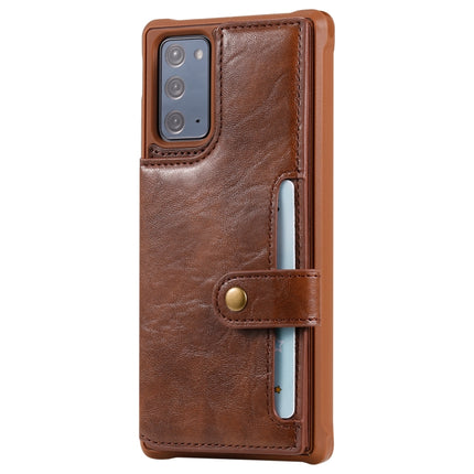 Shockproof Horizontal Flip Protective Case with Holder & Card Slots & Wallet & Photo Frame & Short Lanyard For Samsung Galaxy Note20(Coffee)-garmade.com