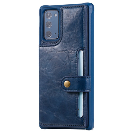 Shockproof Horizontal Flip Protective Case with Holder & Card Slots & Wallet & Photo Frame & Short Lanyard For Samsung Galaxy Note20(Blue)-garmade.com