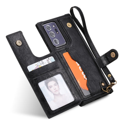 Shockproof Horizontal Flip Protective Case with Holder & Card Slots & Wallet & Photo Frame & Short Lanyard For Samsung Galaxy Note20 Ultra(Black)-garmade.com