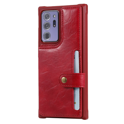 Shockproof Horizontal Flip Protective Case with Holder & Card Slots & Wallet & Photo Frame & Short Lanyard For Samsung Galaxy Note20 Ultra(Red)-garmade.com
