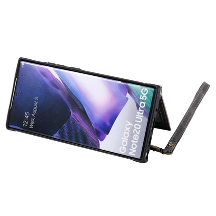 Shockproof Horizontal Flip Protective Case with Holder & Card Slots & Wallet & Photo Frame & Short Lanyard For Samsung Galaxy Note20 Ultra(Grey)-garmade.com