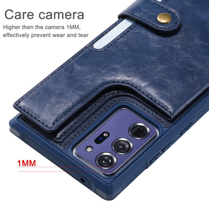 Shockproof Horizontal Flip Protective Case with Holder & Card Slots & Wallet & Photo Frame & Short Lanyard For Samsung Galaxy Note20 Ultra(Coffee)-garmade.com
