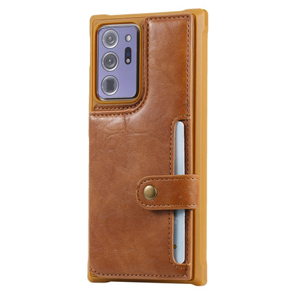 Shockproof Horizontal Flip Protective Case with Holder & Card Slots & Wallet & Photo Frame & Short Lanyard For Samsung Galaxy Note20 Ultra(Brown)-garmade.com