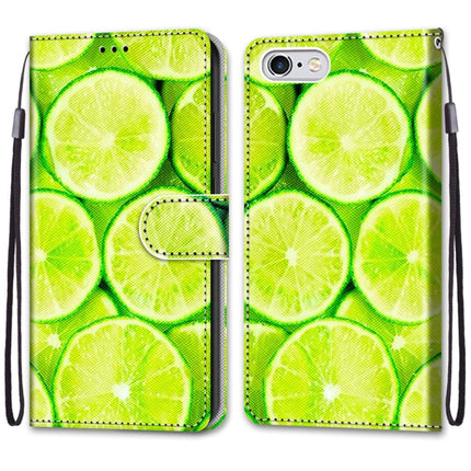 Coloured Drawing Cross Texture Horizontal Flip PU Leather Case with Holder & Card Slots & Wallet & Lanyard For iPhone 6 / 6s(Green Lemon)-garmade.com