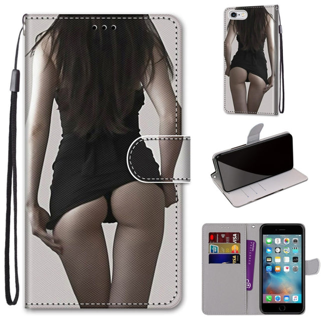 Coloured Drawing Cross Texture Horizontal Flip PU Leather Case with Holder & Card Slots & Wallet & Lanyard For iPhone 6 / 6s(Upskirt)-garmade.com