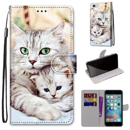 Coloured Drawing Cross Texture Horizontal Flip PU Leather Case with Holder & Card Slots & Wallet & Lanyard For iPhone 6 / 6s(Big Cat Holding Kitten)-garmade.com