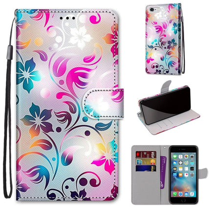 Coloured Drawing Cross Texture Horizontal Flip PU Leather Case with Holder & Card Slots & Wallet & Lanyard For iPhone 6 / 6s(Gradient Colorful Flower)-garmade.com