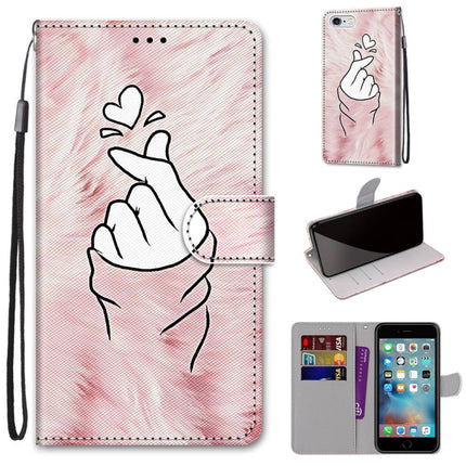 Coloured Drawing Cross Texture Horizontal Flip PU Leather Case with Holder & Card Slots & Wallet & Lanyard For iPhone 6 / 6s(Pink Hands Heart)-garmade.com