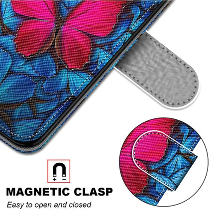 Coloured Drawing Cross Texture Horizontal Flip PU Leather Case with Holder & Card Slots & Wallet & Lanyard For iPhone 6 / 6s(Blue Red Butterfly)-garmade.com