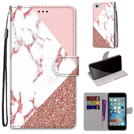 Coloured Drawing Cross Texture Horizontal Flip PU Leather Case with Holder & Card Slots & Wallet & Lanyard For iPhone 6 / 6s(Pink Stone Texture)-garmade.com