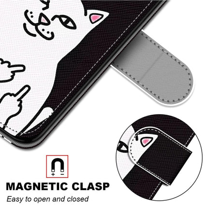 Coloured Drawing Cross Texture Horizontal Flip PU Leather Case with Holder & Card Slots & Wallet & Lanyard For iPhone 6 / 6s(Middle Finger White Cat)-garmade.com