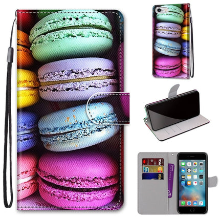 Coloured Drawing Cross Texture Horizontal Flip PU Leather Case with Holder & Card Slots & Wallet & Lanyard For iPhone 6 / 6s(Colorful Cakes)-garmade.com