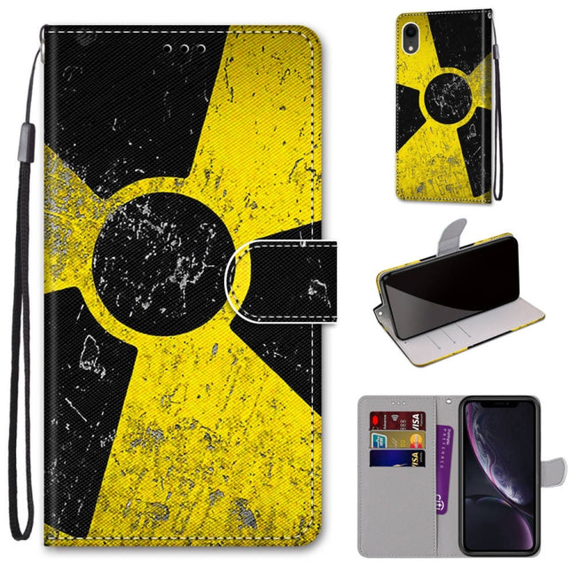 Coloured Drawing Cross Texture Horizontal Flip PU Leather Case with Holder & Card Slots & Wallet & Lanyard For iPhone XR(Yellow Black Logo)-garmade.com