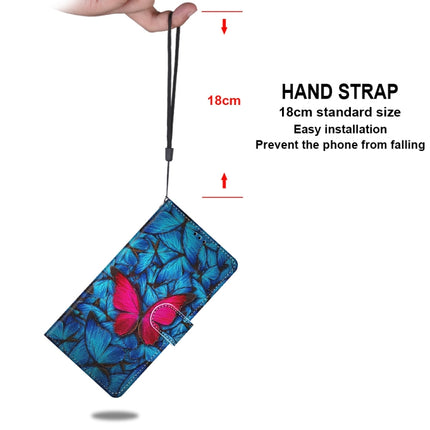 Coloured Drawing Cross Texture Horizontal Flip PU Leather Case with Holder & Card Slots & Wallet & Lanyard For iPhone XR(Blue Red Butterfly)-garmade.com