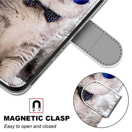 Coloured Drawing Cross Texture Horizontal Flip PU Leather Case with Holder & Card Slots & Wallet & Lanyard For iPhone XR(Slant Hat Blue Mirror Cat)-garmade.com