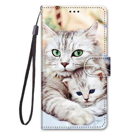 For Samsung Galaxy Note20 Coloured Drawing Cross Texture Horizontal Flip PU Leather Case with Holder & Card Slots & Wallet & Lanyard(Big Cat Hugging Kitten)-garmade.com