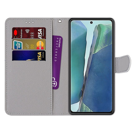 For Samsung Galaxy Note20 Coloured Drawing Cross Texture Horizontal Flip PU Leather Case with Holder & Card Slots & Wallet & Lanyard(Pink Green Needles)-garmade.com