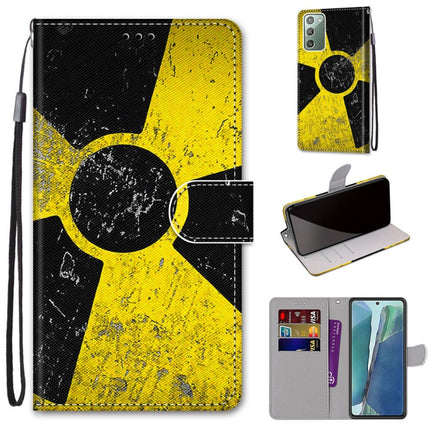 For Samsung Galaxy Note20 Coloured Drawing Cross Texture Horizontal Flip PU Leather Case with Holder & Card Slots & Wallet & Lanyard(Yellow and Black Signs)-garmade.com