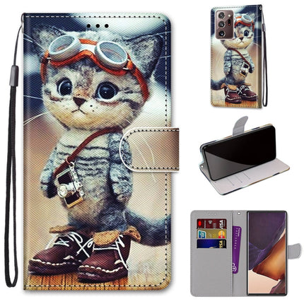 For Samsung Galaxy Note20 Ultra Coloured Drawing Cross Texture Horizontal Flip PU Leather Case with Holder & Card Slots & Wallet & Lanyard(Leather Shoes Cat)-garmade.com