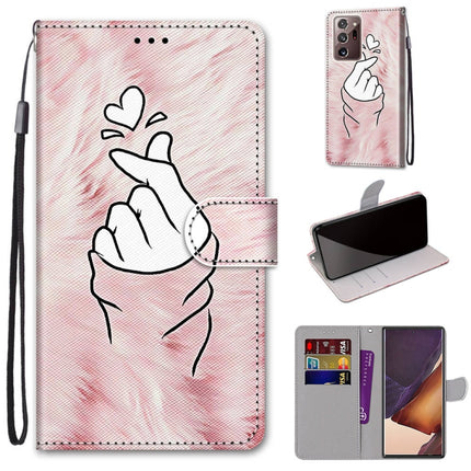 For Samsung Galaxy Note20 Ultra Coloured Drawing Cross Texture Horizontal Flip PU Leather Case with Holder & Card Slots & Wallet & Lanyard(Pink Hands Than Hearts)-garmade.com