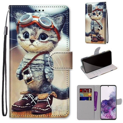 For Samsung Galaxy S20 Coloured Drawing Cross Texture Horizontal Flip PU Leather Case with Holder & Card Slots & Wallet & Lanyard(Leather Shoes Cat)-garmade.com