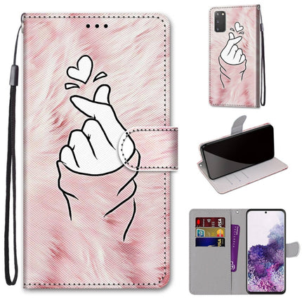 For Samsung Galaxy S20 Coloured Drawing Cross Texture Horizontal Flip PU Leather Case with Holder & Card Slots & Wallet & Lanyard(Pink Hands Than Hearts)-garmade.com