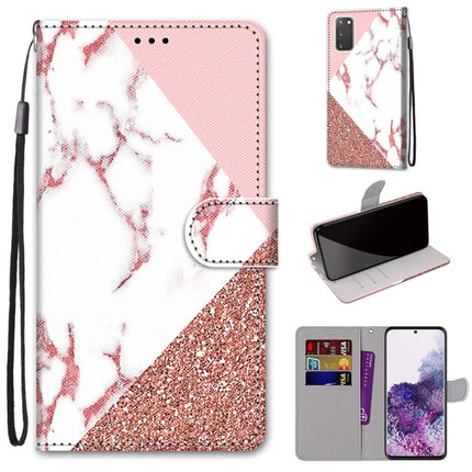 For Samsung Galaxy S20 Coloured Drawing Cross Texture Horizontal Flip PU Leather Case with Holder & Card Slots & Wallet & Lanyard(Stitching Pink Stone Pattern)-garmade.com