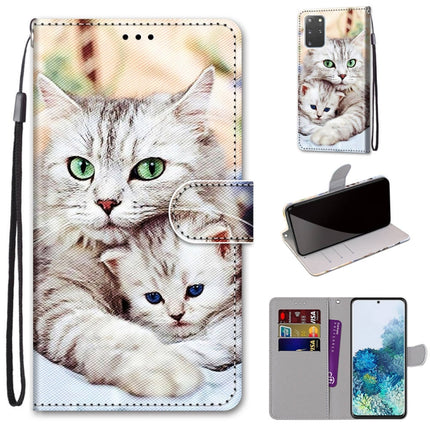 For Samsung Galaxy S20+ Coloured Drawing Cross Texture Horizontal Flip PU Leather Case with Holder & Card Slots & Wallet & Lanyard(Big Cat Hugging Kitten)-garmade.com